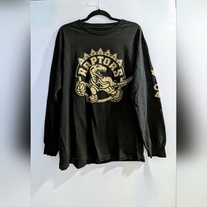 OVO X Raptors Vintage 2014 Black and Gold Long Sleeve Shirt